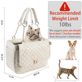 NewEle Fashion Dog Purse for Small Dogs with 2 Super-Large Pockets, Holds Up to 10lbs PU Leather Pet Carrier, Cat Carrier, Airline Approved Puppy Purse for Travel (White, Small Size)