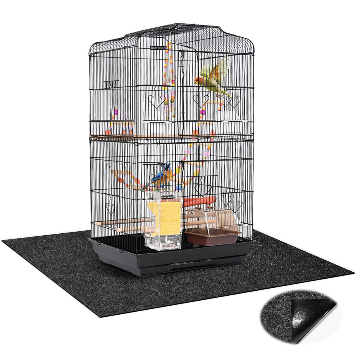 Wibeelee 48 x 48 Inch Large Felt Bird Cage Mat, 3mm Thick Absorbent Felt Surface with Non-Slip Backing, Durable Under Pet Cage Mat for Bird Cages Tear-Resistant & Water-Absorbing Pad