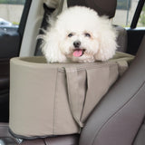 Portable Small Dog Seat for Car, Luxury Leather Center Console Dog Car Seat Booster with Safety Tethers, Anti-Collapse Pet Travel Carseat for SUV, Truck
