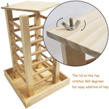 kathson Wooden Hay Feeder Rabbit Less Waste Food Feeding Rack Standing Pet-self Feeding Hay Manager Grass Holder Small Animals Cage Accessories for Bunny Chinchilla Guinea Pig