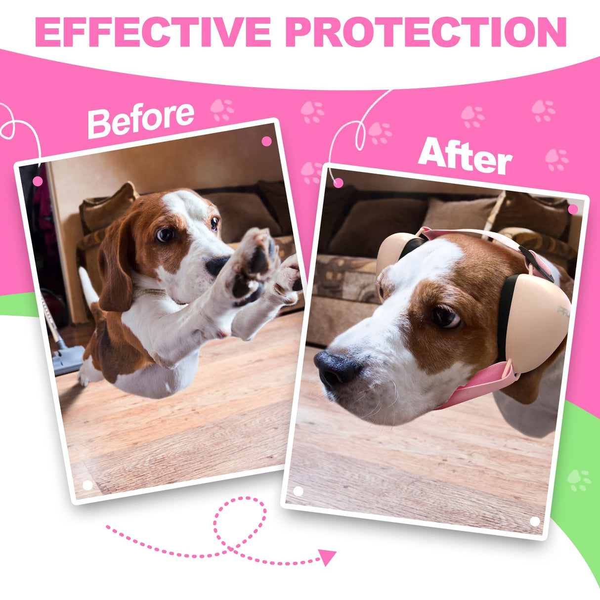 PROHEAR Dog Ear Muffs Noise Protection for Firework, Adjust Dog Noise Cancelling Headphones for Winter Outoor, Small, NRR 28 (S, Pink)