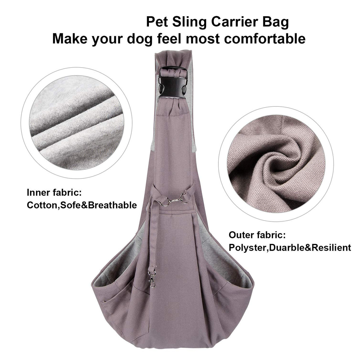OWNPETS Pet Sling Carrier, Pet Sling Carrier Bag Safe,Fit 10~15lb Cats&Dogs, Comfortable, Adjustable, Perfect for Daily Walk, Outdoor Activity and Weekend Adventure