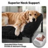Veehoo Elevated Dog Bed Large Sized with Fluffy Plush Bolster Cushion, Washable Orthopedic Dog Couch Bed, Cooling Raised Pet Cot with Removable Mat, Breathable Mesh, No-Slip Feet, 48x 37 inches, Black