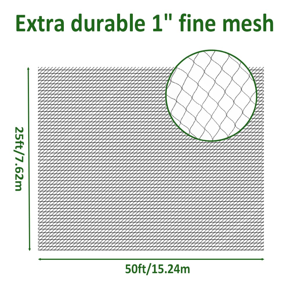 POYEE 25 x 50 FT Bird Netting for Garden Woven Mesh Garden Netting for Plants, Vegetable, Fruit Trees, Blueberry Bushes, Strawberries Against Birds, Deer, Squirrels and Other Animals