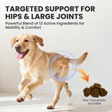 Furry Armor Dog Hip and Joint Supplement with Glucosamine & Chondroitin - Supports Mobility & Pain Relief for Senior & Large Dogs - 180 Soft Chews