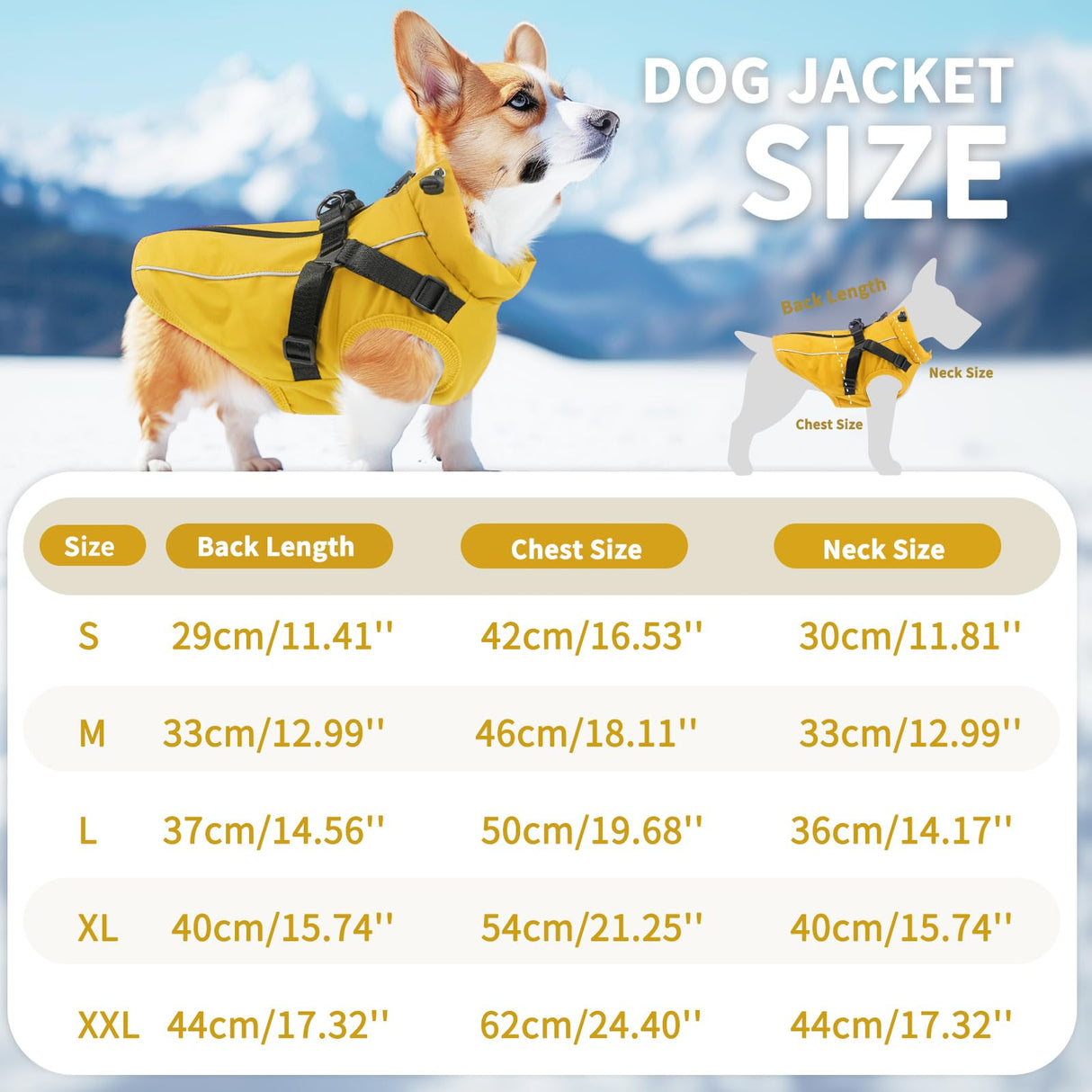 Fiveda Dog Winter Coat Reflective Water-Resistant Jacket, Fleece Lined Windproof Puppy Coat with Back Zipper & D-Ring, Cold Weather Dog Coats for Small Medium Dogs (L, Orange)