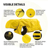 Dog Raincoat Waterproof Reflective Jacket – Lightweight Hooded Poncho with Adjustable Belly Strap & Leash Hole – Rain Slicker Coat for 2XSmall-5XLarge Dogs – Easy to Wear (Yellow X-Small)