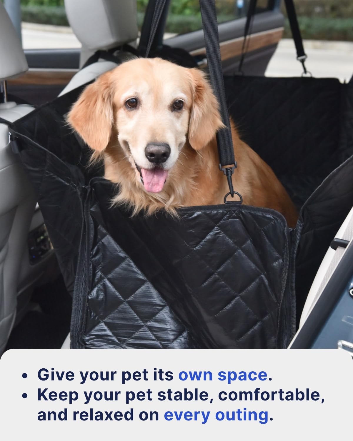 pettycare Dog Car Seat Cover for Back Seat, 600D Heavy Duty Waterproof & Scratch-Resistant for Car with Side Flap, Pet Back Seat Covers for Car with Seatbelt Black.