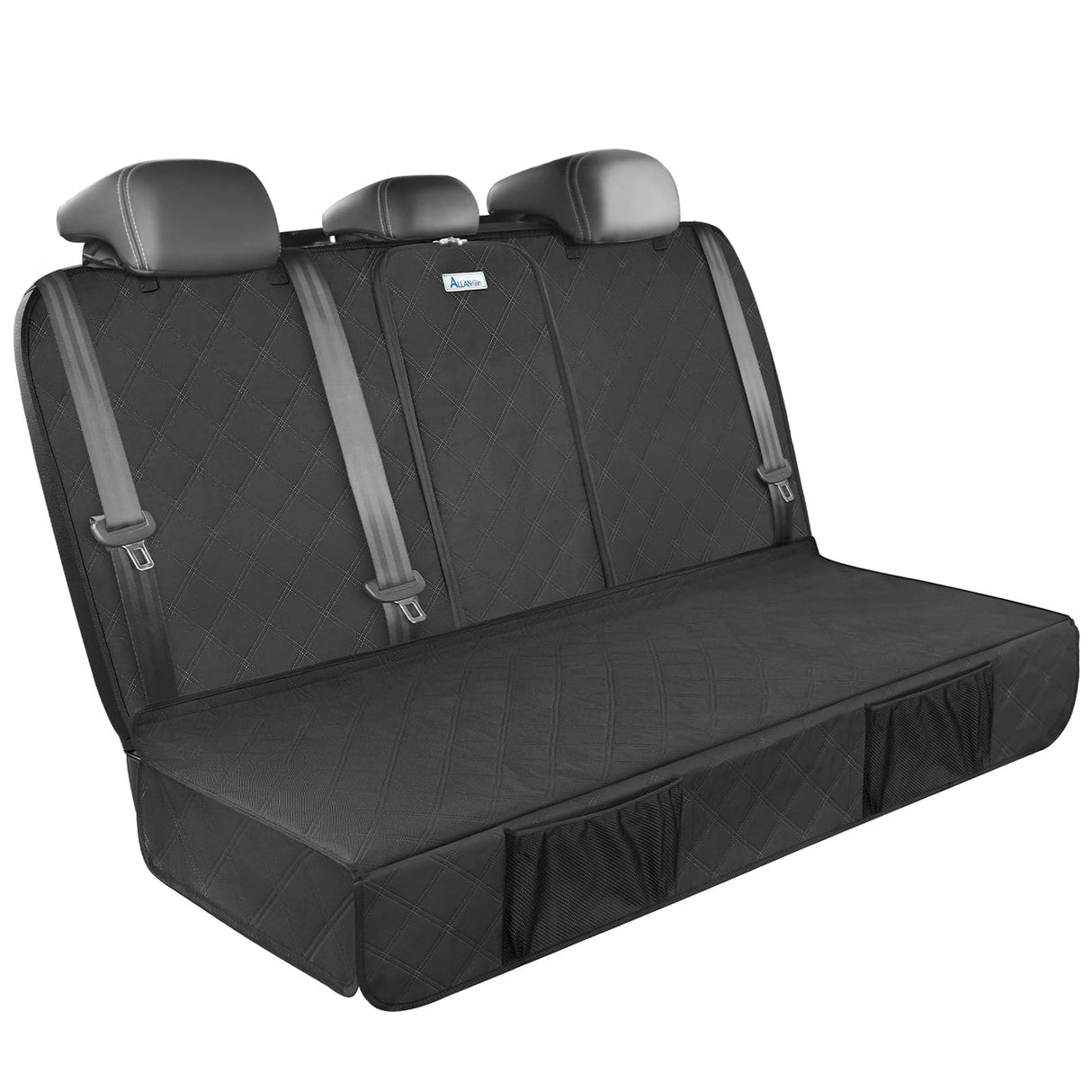 ALLANSING Upgraded 900D Heavy Duty Dog Back Bench Seat Cover, Car Seat Protector, 3 Seatbelts & Armrest Compatible, Waterproof Nonslip Pet Backseat Cover for Dogs & Kids, Fits Most Cars, SUVs, Trucks