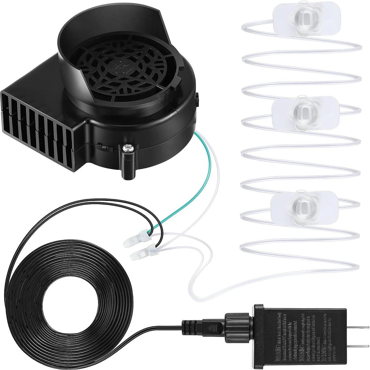 Hiboom Replacement Fan Blower, 12V 1.2A Mini Air Blower with 3 LED Light String for Inflatables Indoor Outdoor, 12V 1.5A Adapter for Christmas Xmas Holiday Inflatables Fan Blower(2 Set)