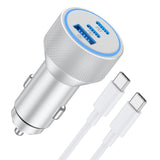 iPhone 17/16/15 Pro Max Car Charger, 67W 3-Port Fast USB C Car Charger Power Cigarette Lighter Adapter with 3FT USB C to C Cable for iPhone 17/17 Pro/Air/17e/16/15 Pro Max/Plus/16e, iPad