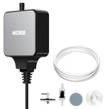 NICREW Nano Silent Aquarium Air Pump Black, Aquarium Aerator with Accessories for UP to 20 Gallon Fish Tank, Super Quiet, 0.6 L/min, 1.5 Watts
