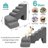 LitaiL 27.5 inches Foam Pet Steps for High Beds, Steps for Dogs to Get on Bed, L Shape Pet Ramps for Bedside, 6 Tiers Stairs for Dogs to Get on Beds for Small Medium Large Dog
