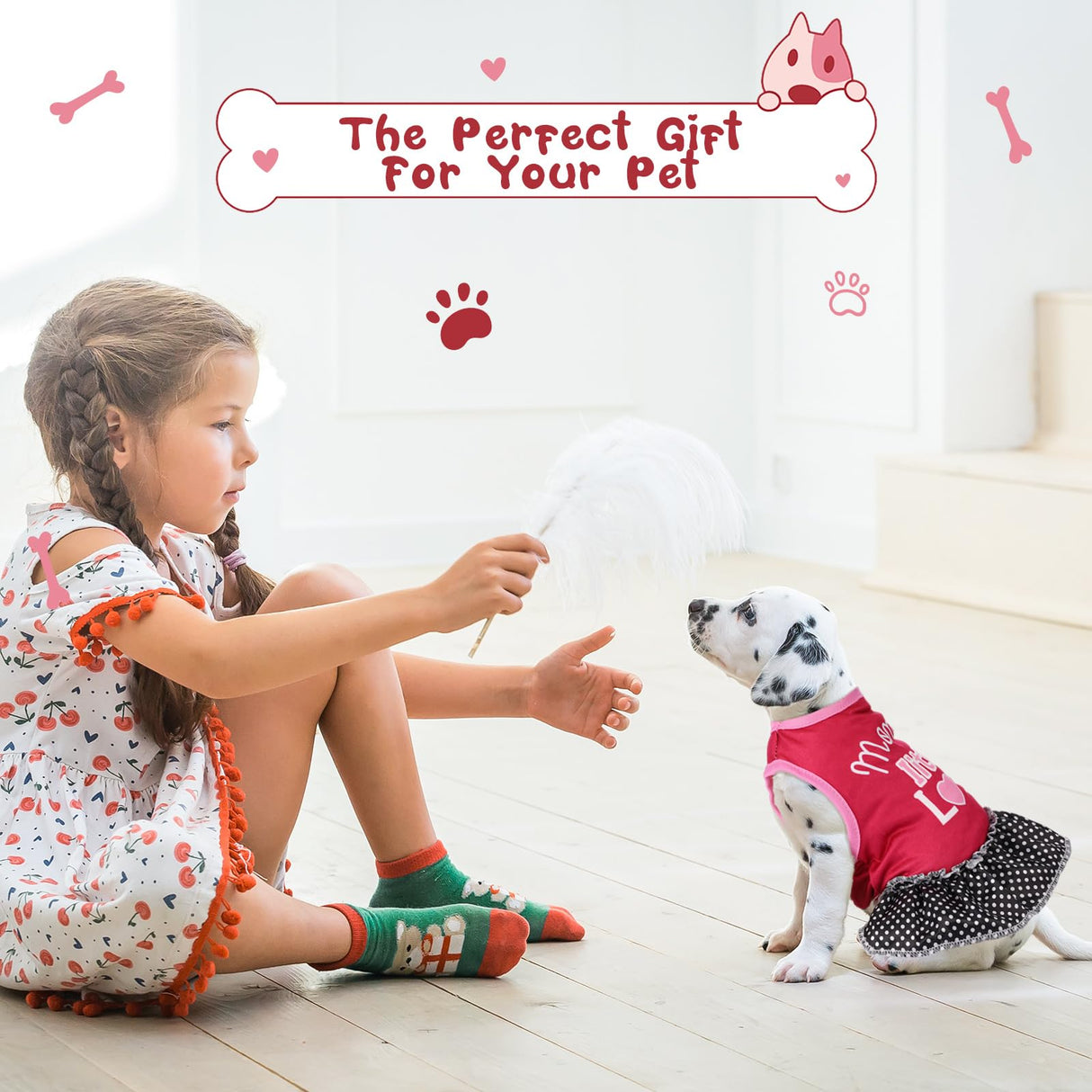 Clysee 6 Pack Girl Dog Clothes Pet Dress Shirt Female Cute Dog Sundress Puppy Christmas Apparel Clothes Outfits with Ruffles for Pets Cats(Medium)