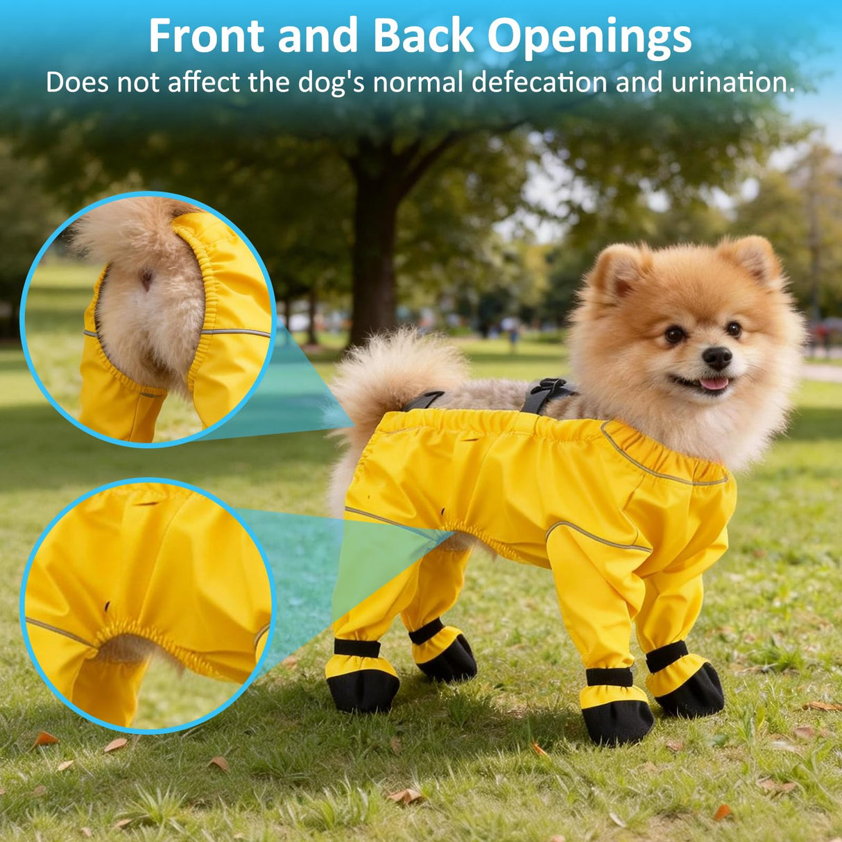 Dog Suspender Boots,Waterproof Dog Snow Boots,Adjustable Anti-Slip Rain Snow Boot for Dogs,Dirty-Proof Dogs Reflective Boot & Paw Protectors for Outdoor Walking Winter Snows Rain (Yellow, L)