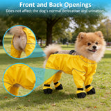 Dog Suspender Booties, Dog Rain Boots with Suspender, Breathable Waterproof Pets Boots, Adjustable Dogs Paws Boot Rain Shoes Leggings for Snow and Rain Days Small to Medium Dogs (Yellow, L)