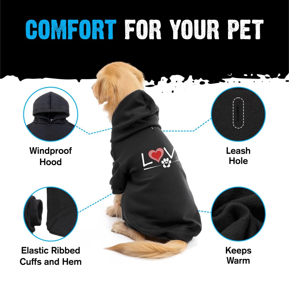 APPARELYN Matching Hoodies for Dogs and Humans - Love Heart Pet & Owner Matching Dog and Owner Sweaters - Premium Dog Hoodie Is a Great Gift for Christmas, Thanksgiving, Hanukkah Royal Blue