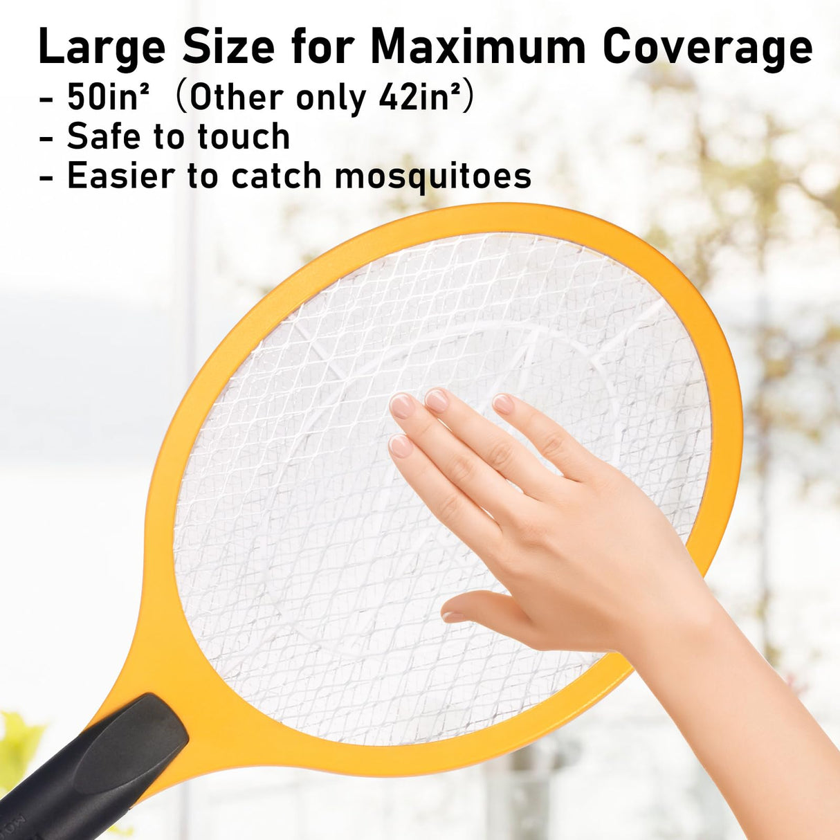 Electric Fly Swatter Handheld Bug Zapper - Indoor Outdoor 20in Zapping Racket for Pest Mosquito & Flies - Battery Powered Safe to Touch with 3-Layer Safety Mesh, standard Size, Pack of 2