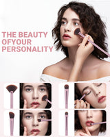 8Pcs Makeup Brushes Set Premium Eyeshadow Brush Professional Angled Eyebrow Brush Lip Brush Eyeshadow Brush Set With 3Pcs Powder Puffs and Pink Case 12 in 1