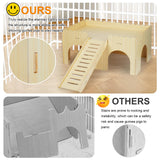Large Guinea Pig Hideout, Upgraded Wooden Guinea Pig Castle with Guinea Pig ramp, Easy to Assemble Guinea Pig House for Small Animal House Habitat or Hamster Hideout/Rabbit Hideout