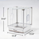 14.6" Portable Travel Bird Cage, Parrot Cage, Ample Room for Tail Movement, with Food Box, Perch, Water Bottle, for Vet Visit, Short Trip, Parakeet, Cockatiel, Budgie, Small Medium Birds