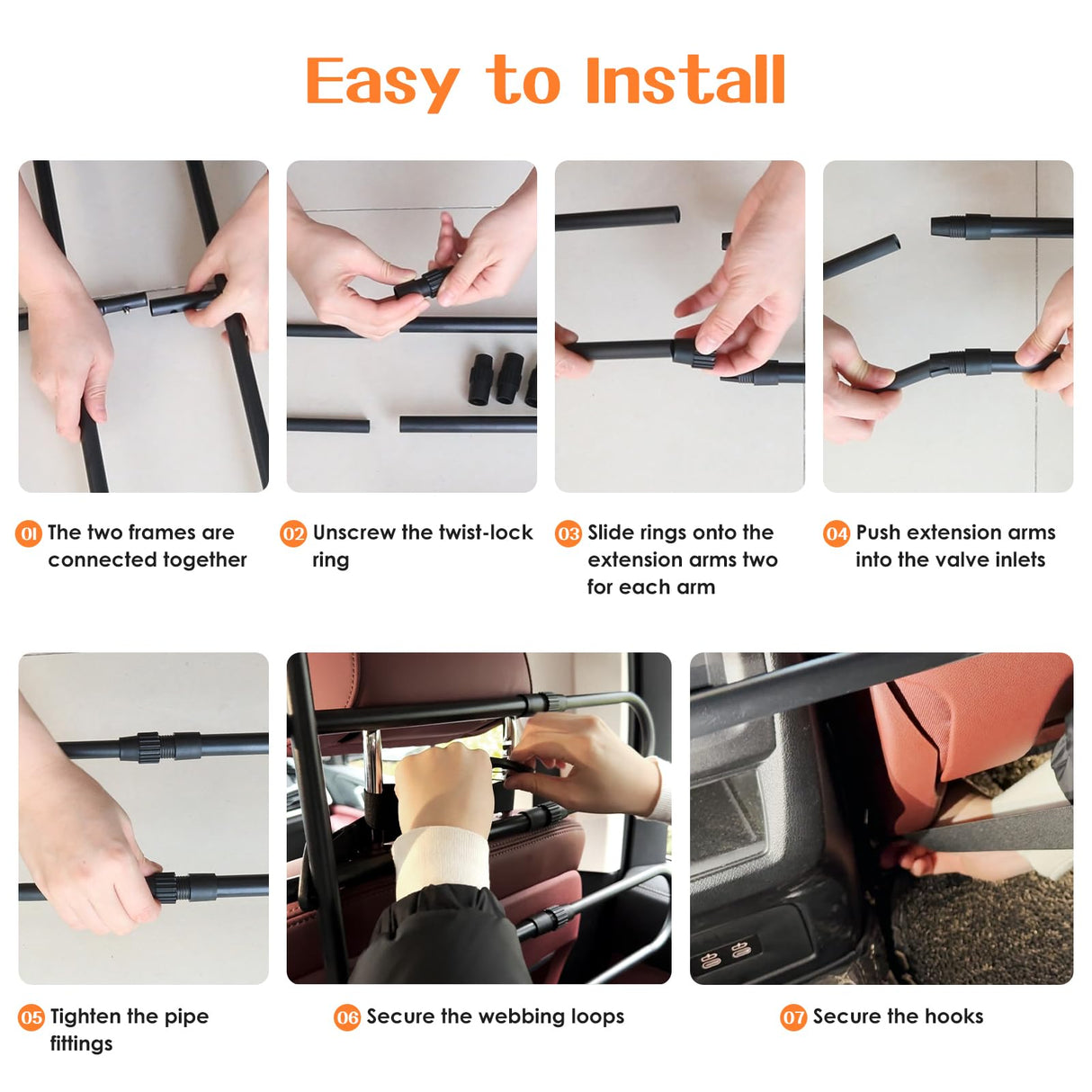 Zmgdrm Dog Car Barrier, Adjustable Universal Vehicle Pet Barrier for Cars, Trucks, SUVs - Moves with Your Vehicle Seats, 42"–61" Width Adjustable SUV Dog Barrier for Back Seat