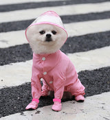 IOICYBF Dog Raincoat with Hood, Waterproof Full-Coverage Reflective Rain Jacket Quick-Drying Rain Poncho and Shoes for Small Medium Large Dogs,Pink,XL