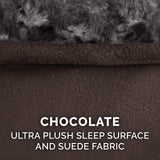 Furhaven Cooling Gel Dog Bed for Medium/Small Dogs w/ Removable Washable Cover, For Dogs Up to 23 lbs - Ultra Plush Faux Fur & Suede Luxe Lounger Contour Mattress - Chocolate, Medium