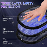 Qualirey 2 Pack Electric Fly Swatter 3000v Bug Zapper Racket 2 in 1 Mosquito Killer with 3 Layers Safety Mesh 20.5 Inch Extra Large USB Rechargeable with 1200mah Battery for Indoor Outdoor(Black)
