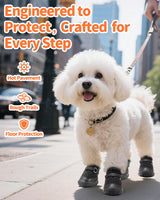 Petanims Dog Shoes for Small Dogs, Double Binding Straps Puppy Boots & Paw Protectors for Summer Hot Pavement, Winter Snow Dog Booties with Anti-Slip Rubber Soles for Beach Hardwood Floor Black Size 3