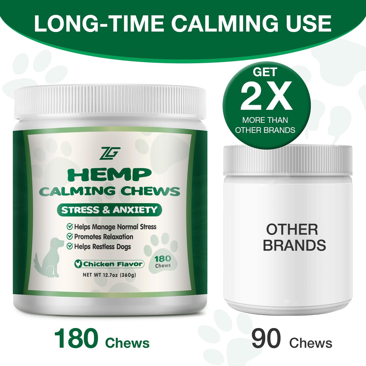ziehooGe Calming Chews for Dogs - Dog Calming Treats Helps with Dog Anxiеty Rеlief, Separation, Strеss, Barking, Fireworks, Travel, Composure - Natural Dog Supplements 180 Soft Chews