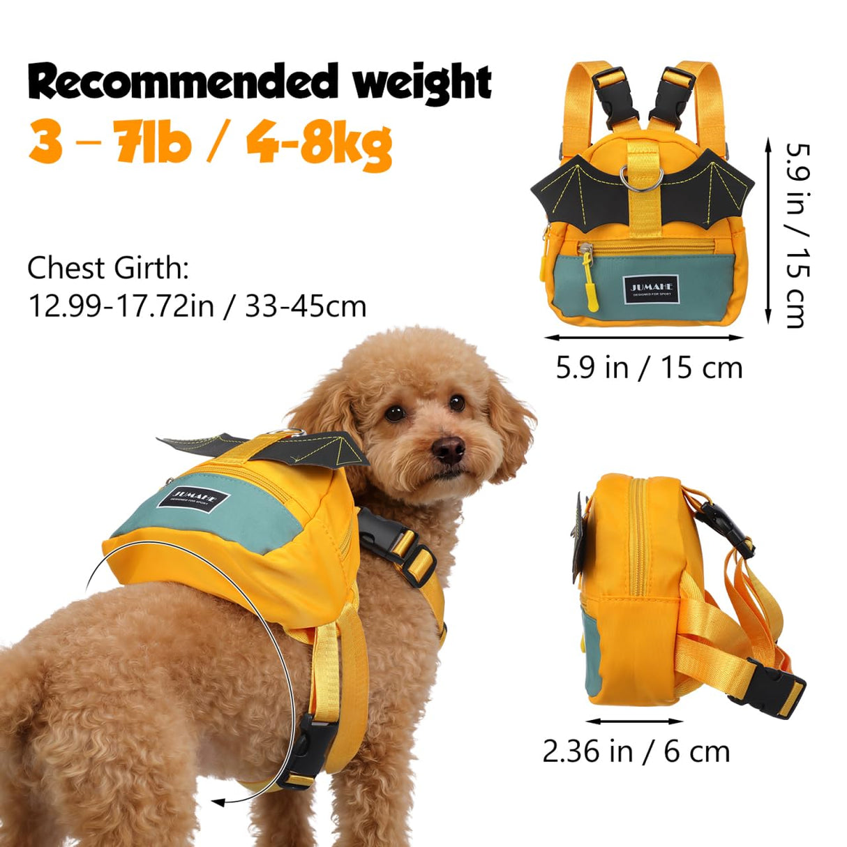 VILLCASE Dog Pack Pet Backpack Adjustable Self-Wearing Dog Harness Bag with Pockets for Small Dogs Outdoor Travel Hiking Daily Use