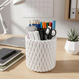 Lebenrich Rotating Pen Holder for Desk, 5 Slots Easthetic Pencil holder Desk Organizer Supplies and Accessories for Women Girls, Pencil Cup for Office Home Art Supply, White