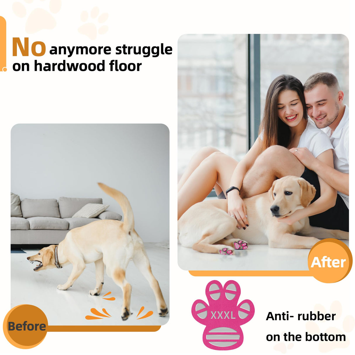 Anti-Slip Dog Paw Protector Pads for Senior Dogs, Dog Paw Adhesive Pads on Hardwood Floor,Senior Pets Essentials with Strong Traction,Puppy Grippers,Pink,12 Sets 48 pc L