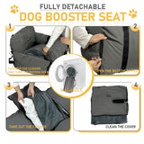 4-in-1 Dog Car Seat, Convertible Pet Booster Seat for Small Medium Dogs Up to 25lbs, Portable Travel Bed Sofa Pad with Safety Strap & Foldable Storage for Car Home Use