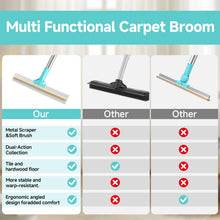 Load image into Gallery viewer, Carpet Rake for Pet Hair Removal Tool, Reusable Pet Hair Remover Broom, Dog&amp;Cat Hair Remover Scraper Rake with 54” Adjustable Long Handle, 3 Pcs Carpet Brush Rake for Rugs, Mats, Couch, Furniture
