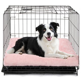 POMIU 2-Pack Washable Dog Bed, Deluxe Plush Crate Beds with Anti-Slip, Machine Washable Kennel Pad Sleeping Mat for Large, Medium and Small Dogs (2 Pack x Pink, 35.0" L x 23.0" W x 3.0" Th)