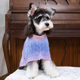 UNIPUP Rainbow Mohair Dog Sweater Cloak, Cold Weather Coat Dog Jacket for Small Dogs, Classic Turtleneck Thick Puppy Clothes with Leash Hole DS93L