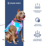 Spark Paws Dog Cooling Vest - SPF 50 UV Sun Protection - Summer Heat Relief Gear for Dogs, Lightweight, Evaporative Cooling - Dog Anxiety Relief Vest During Hot Days - Snowcone, Medium