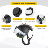 PETLESO Small Dog Helmet, Pet Motorcycle Helmet with Ear Holes, Adjustable Pet Safety Hat with Flip-Up Silver Visor, Small-Medium Puppy Heads Protection, Spiked