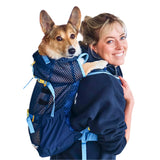 K9 Sport Sack Kloud - Medium, Blue - Ideal for Dogs with 17-19” Back Length - Ultra-Light Mesh Backpack Carrier with Inflatable Frame