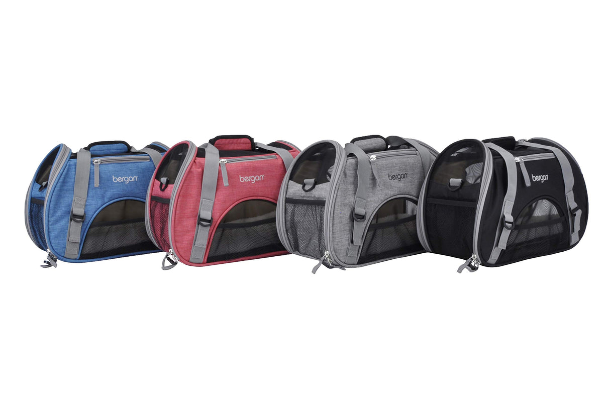 Coastal Pet Bergan Comfort Carrier - Breathable Travel Carrier for Dogs & Cats - Black & Grey, 16" x 8" x 11"