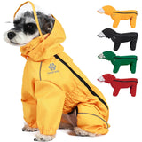 PINA Dog Raincoat with Hood, Lightweight Dog Jacket, Poncho with Reflective Strap and Pocket, Full Wrap Design for Wet Weather