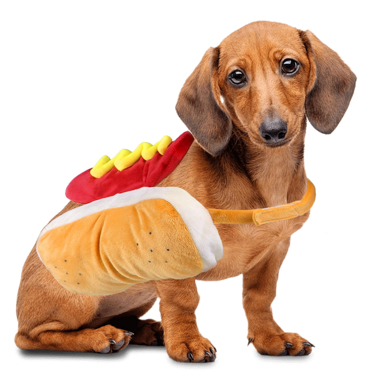 GOYOSWA Dog Hot Dog Costume, Dog Halloween Costumes Funny Pet Hot Dog Costume for XS Small Medium Dogs Cats Pets (Large)