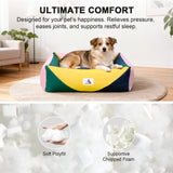 Welfibr 290 GSM Cotton Canvas Dog Couch Bed, Washable Removable Cover, Tough Bolster with Supportive Chopped Foam, Anti-Slip Bottom (Medium)