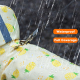 Junchl Small Dog Raincoat Rainboots with D-Ring, Full Coverage Dog Rain Jacket Slicker Poncho, Waterproof Dog Rain Jacket with Reflective Strip, Rainboot, Tail Cover Pineapple 2XL