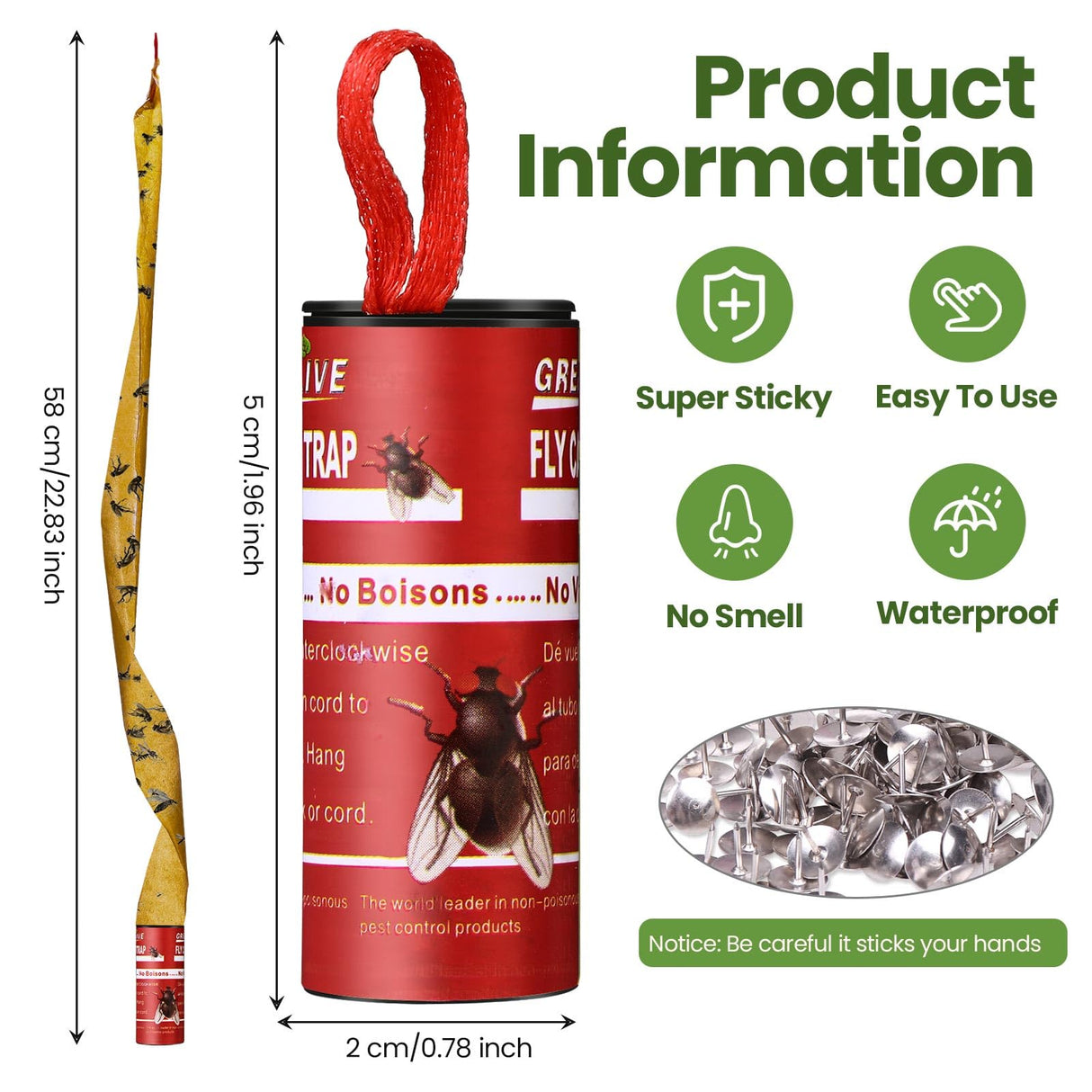 Qualirey 160 Pack Fly Strips Sticky Fly Trap Indoor Outdoor Hanging Fly Ribbon Tape Paper Flying Insect Trap Gnat Killer Traps for Fruit Flies, Bug, Insect, Pest (Red)
