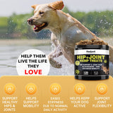 Hemp Hip and Joint Supplement for Dogs - Glucosamine for Dogs - Chondroitin, Hemp Oil, MSM & Turmeric - Support Joint Mobility, Joint Pain Relief, Hip Dysplasia, Arthritis Health Care - 120 Chews