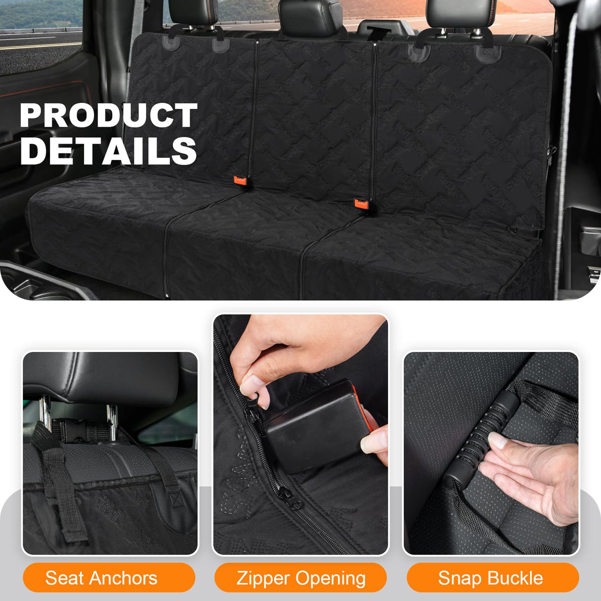 Sanqitara Dog Car Seat Cover for Back Seat, Waterproof & Scratch - Resistant Pet Seat Protector with Elastic Straps, Universal Fit for Ford F - Series/Toyota Tacoma/Ram Pickup & More Trucks