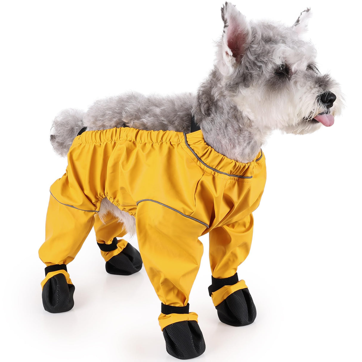 ASENKU Dog Shoes for Medium Dogs, Soft Adjustable Dog Boots & Paw Protectors, Waterproof Anti-Slip Dog Clothes with Boots for Rainy Days, Running, Hiking, Outdoor Walking (Yellow, M)